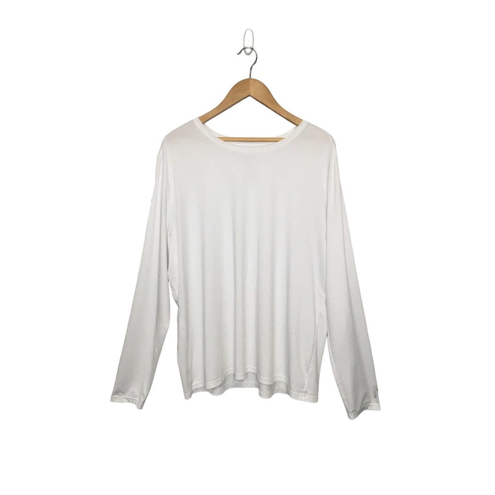 Bestee By Maevn Womens Long Sleeve Round Neck Underscrub Tee White 3XL